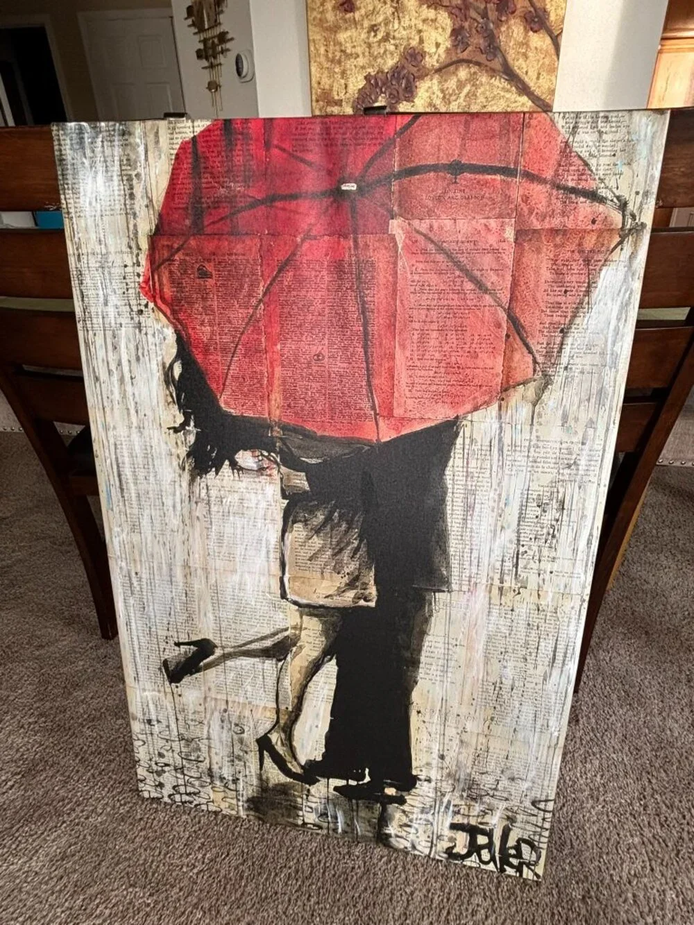 Loui Jover “Red Umbrella” Large Canvas Wall Art – 40